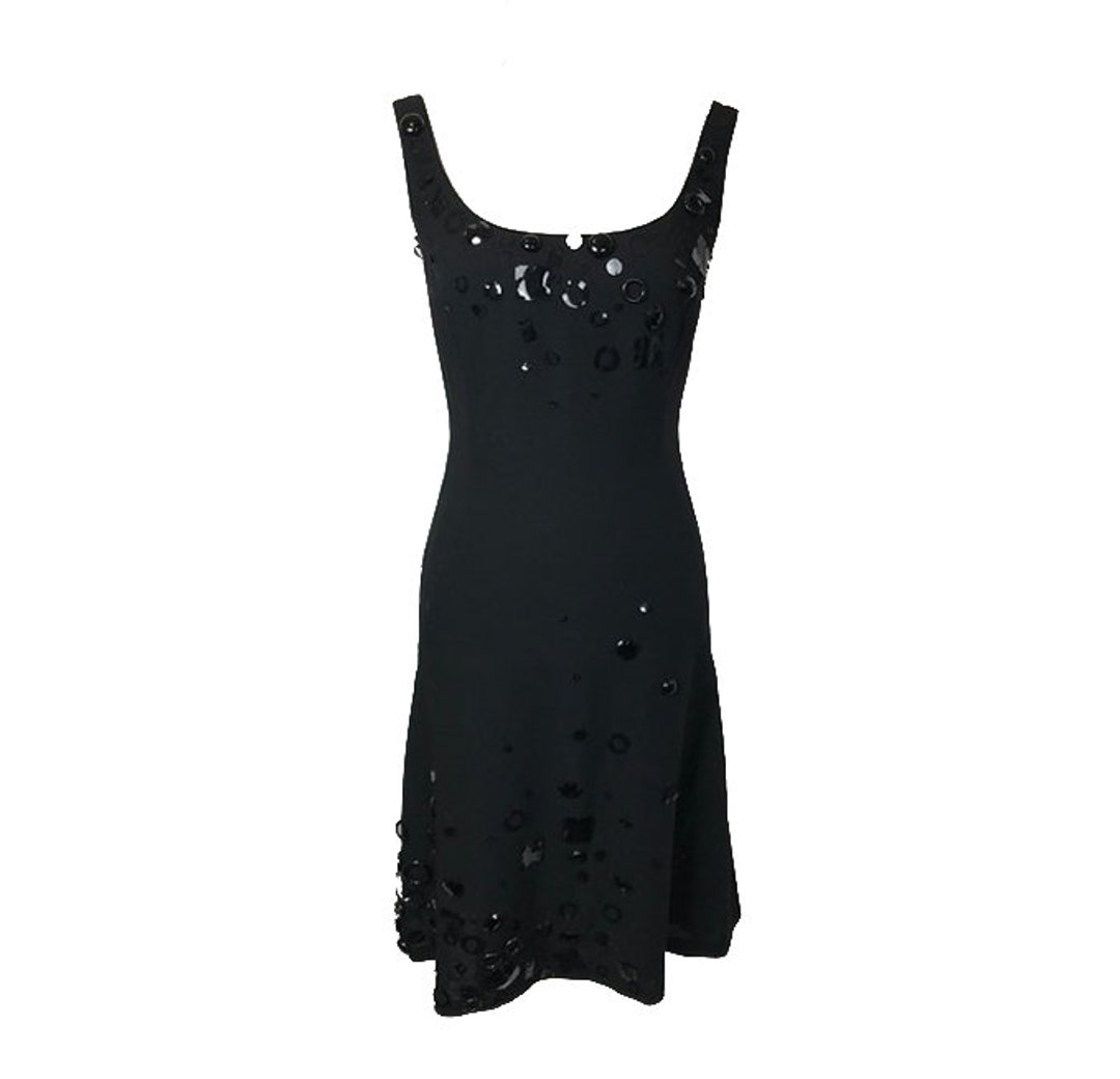 moschino cheap and chic black dress Moschino Cheap & Chic black short sleeve satin sheath dress round neck