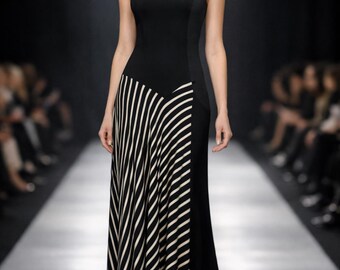 MOSCHINO Cheap & Chic RARE 90s Monochrome Maxi Dress – Asymmetric