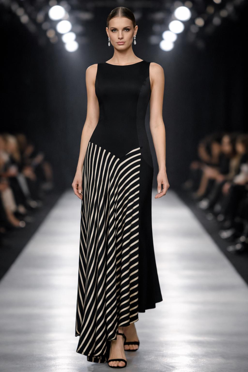 MOSCHINO Cheap & Chic RARE 90s Monochrome Maxi Dress – Asymmetric