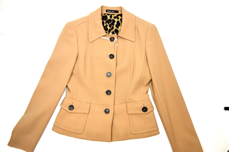1990 MARC CAIN wool blazer wool blazer vintage marc cain designer blazer animal print linings stylish jacket