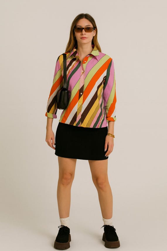 Rare Y2K Miss Sixty Multicolor Luxury Top – Early 2000s Italian