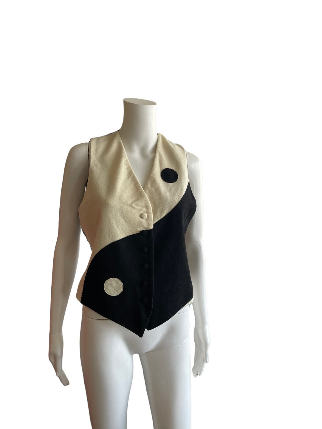 【関税&送料込み】Moschino Virgin Wool Vest Moschino Vest Vintage 90s Cheap and Chic Rare Yin Yang Vest