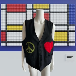 90s Moschino Cheap and Chic ベスト RARE 90s Moschino Cheap & Chic Vest Black Sleeveless Wool Peace