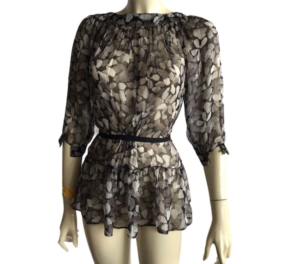 Blusa di seta 100 Zara anni 00 camicetta di seta astratta con maniche a 3 4 elegante Zara vintage regalo per lei camicia femminile di pura seta Etsy Italia