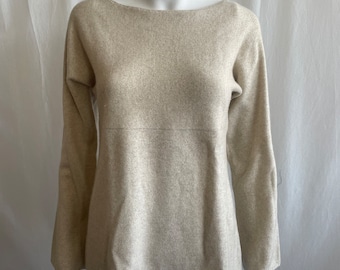 100 % Pure Cashmere Ann Taylor Beige Golden Threads Jumper Pure Cashmere Sweater S Warm Knitwear Women’s Gift for Her Birthday Gift