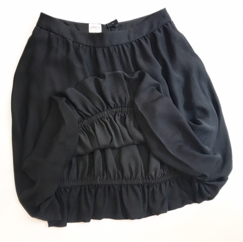 Armani skirt / Black coctail skirt / Armani mini skirt / Vintage Armani / Silk mini skirt image 1