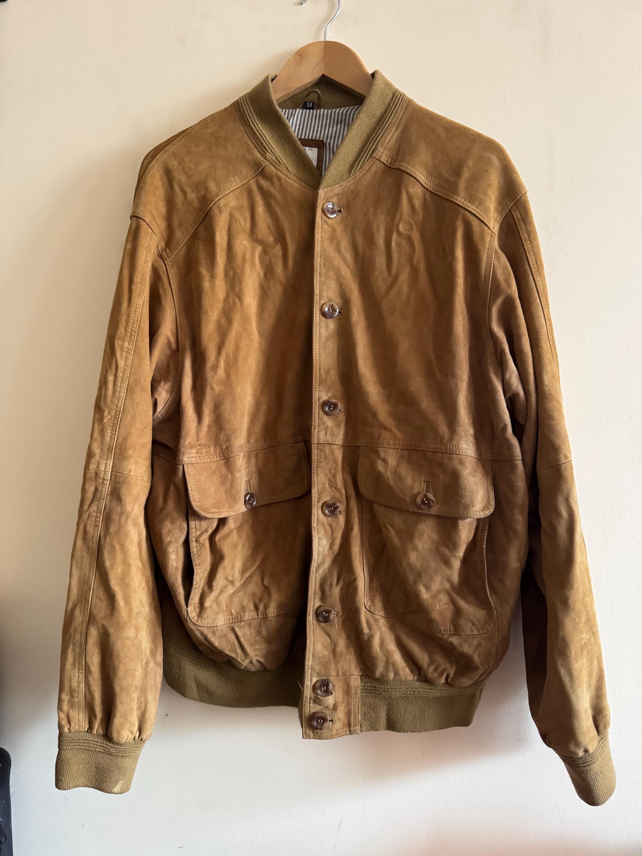 Vintage 80s Italian Suede Bomber Jacket by Alba Moda, Classic Tan