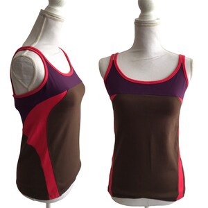 2000er geht in die 80er Sport Top , Yoga Top, Fitness ärmelloses Top in rosa und braun, klein, Sportwear schönes Top im 80er Stil Geschenk für sie