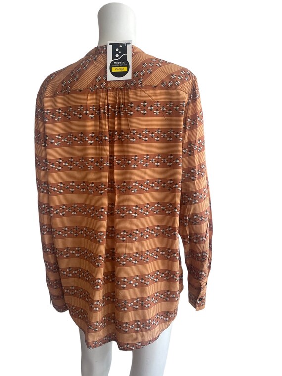 Pure Silk Abstract Pattern Button Down Shirt Size… - image 5
