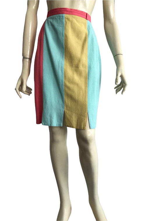 Vintage Marylin color block skirt , Multicolor pe… - image 4