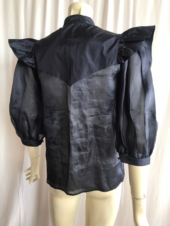 ESCADA rare puff sleeves / ruffles 100 % silk shi… - image 3