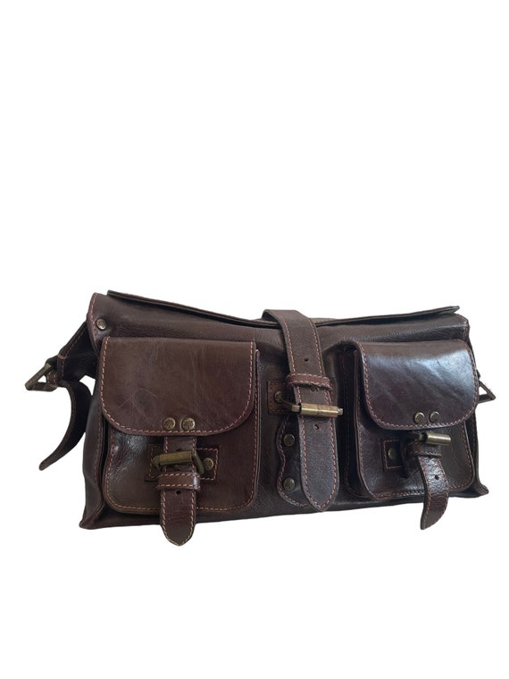 Vintage Mulberry Bag Messenger Bag Brown Genuine Leather 