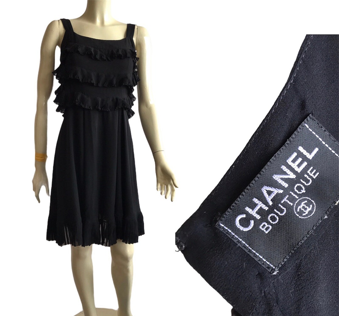 Chanel Boutique Vintage Silk Dress Little Black Dress 