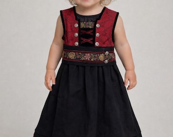 Dziewczęca sukienka w stylu vintage Dirndl Tradycyjna sukienka dla niemowląt na Octoberfest w Niemczech, 2 lata, prezent urodzinowy dla dzieci