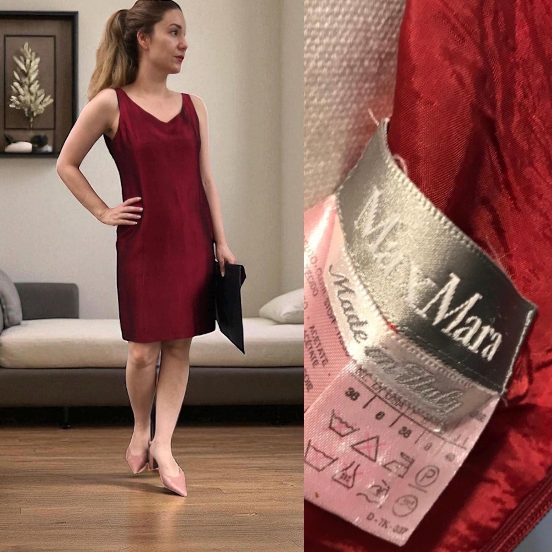 1980s RARE Vintage Max Mara 100% Silk Dress – Italian Raw Silk 