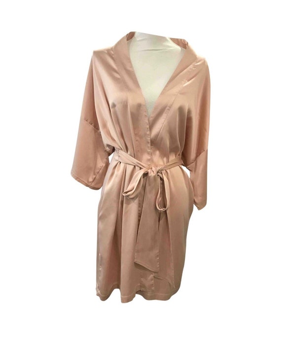 Vintage Silk robe creme , light pink robe