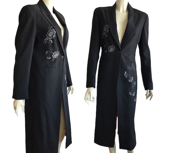 KAREN MILLEN Y2K abrigo bordado de diseñador 100% lana - Etsy