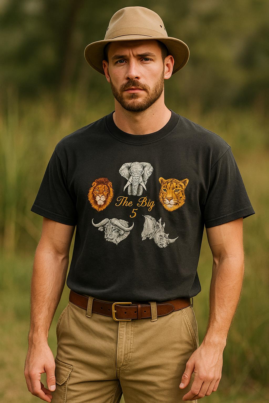Vintage Rare 90s Safari “the Big 5” Embroidered T-shirt by