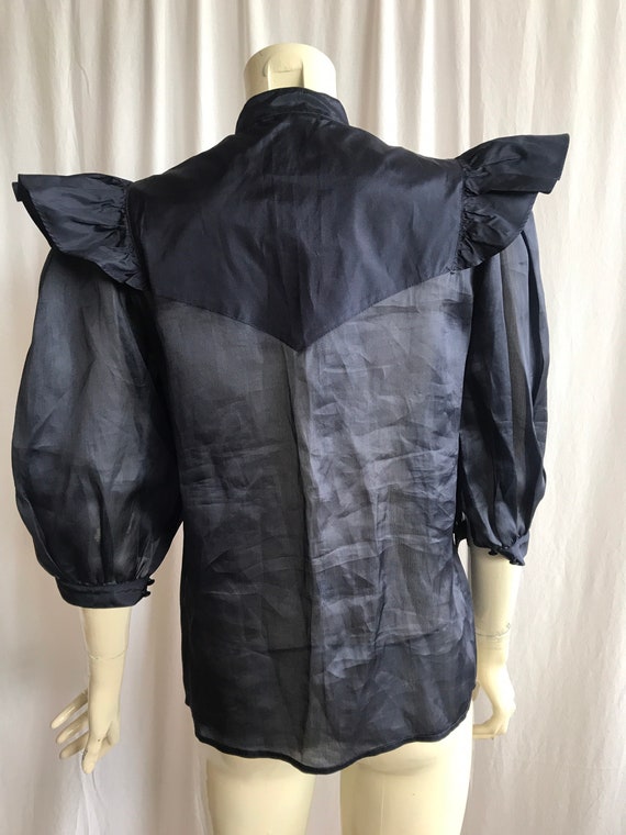 ESCADA rare puff sleeves / ruffles 100 % silk shi… - image 4