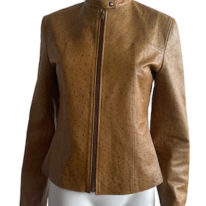 Y2K blazer , 90s , leather jacket , S size , brown leather jacket, exotic Leather Caramel Brown Jacket Size S , Gift for Her, Classy Leather