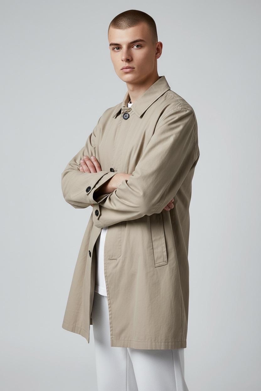 Vintage Pierre Cardin Beige Minimalist Trench Coat / 80s–90s