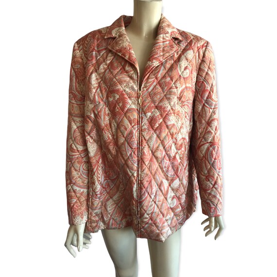 Vintage 1970s Quilted Paisley Blazer – Oversize Orange Boho Jacket