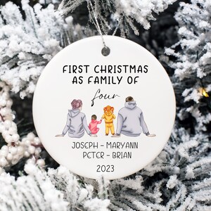 Personalized First Christmas as Family of 4 Ornament, Family Custom Christmas Ornament, Personalized Christmas Ornament, Gift - FREE BOX