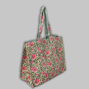 Handmade tote bag shopping bag girls bag vegetable bag handblock print bag fashion item Handmade quilt tote