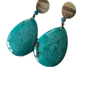 Natural Blue Pear Shaped Turquoise Earrings