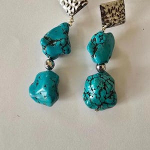 Natural Blue Turquoise Earrings