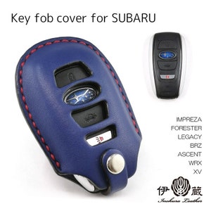  QBUC for Subaru Key Fob Cover Case with Genuine Leather  Keychain for Subaru Forester CrossTrek Ascent Outback Legacy WRX etc (Blue)  : Automotive