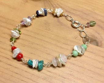 Keshi Pearls and Gemstones Bracelet