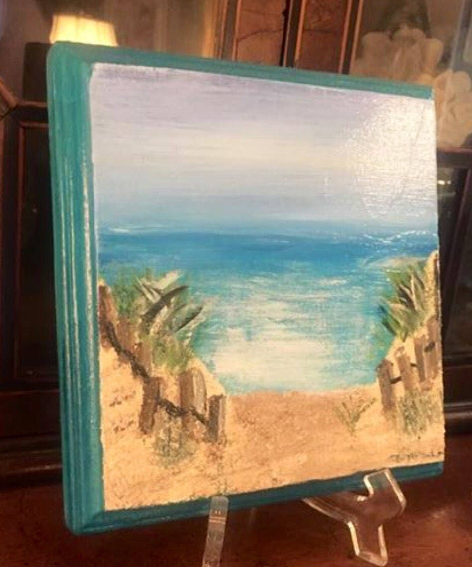Miniature Beach Paintings Small Stretched Canvas Ocean Art