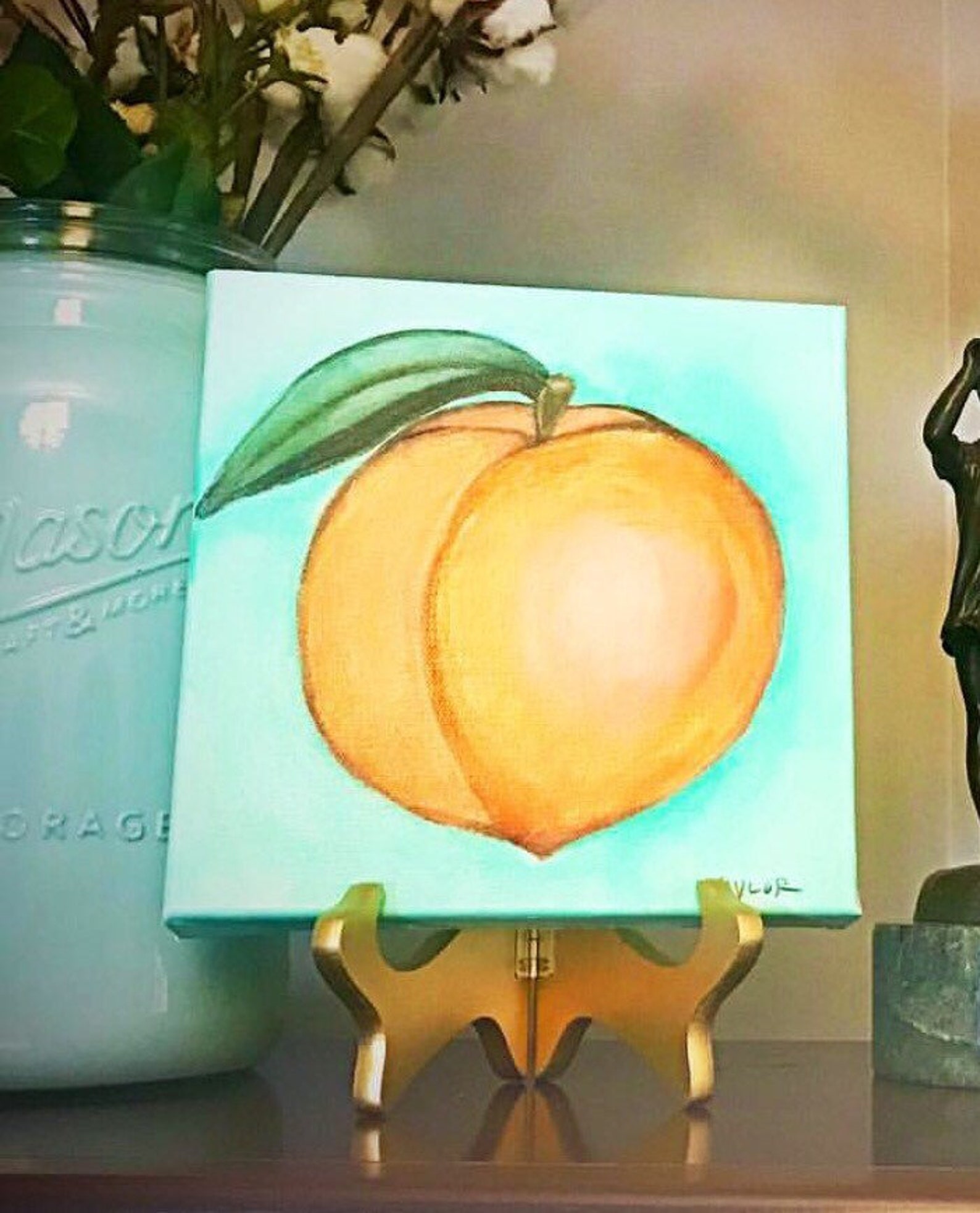 Peach Painting Peach Canvas Painting Southern Canvas Etsy
