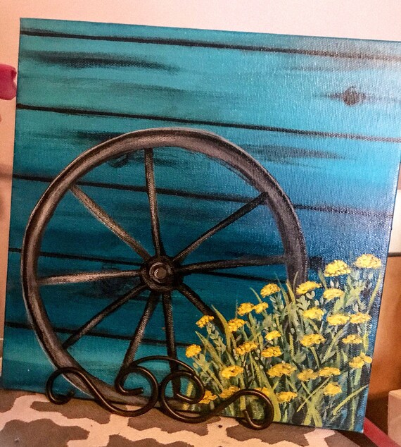 images Rustic Farmhouse Style Paintings wagon wheel painting rustic canvas art farmhouse style etsy