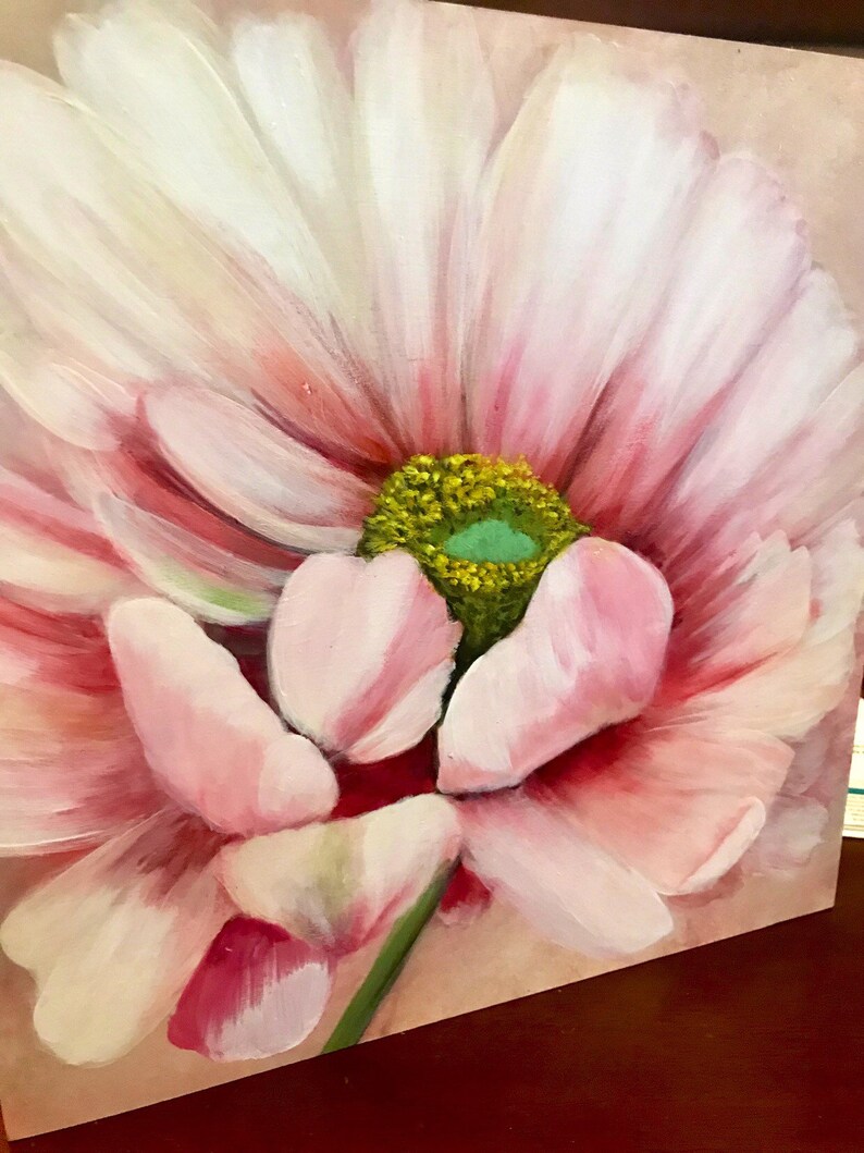 Blush Pink Flower Painting Pink Flower Art Blush Pink Etsy