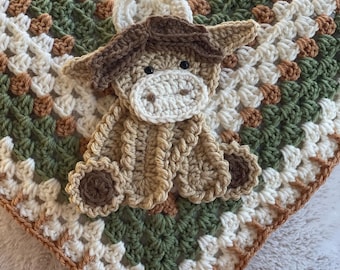 Crochet highland cow baby blanket