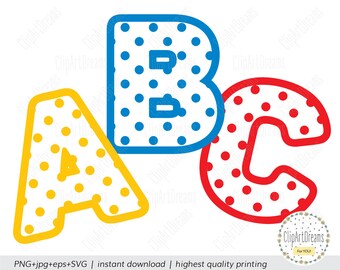 Polka dot Font SVG, Polka dot Letters Alphabet Svg files clipart digital download Svg Letter cutting PNG cut file for Silhouette Cricut DXF