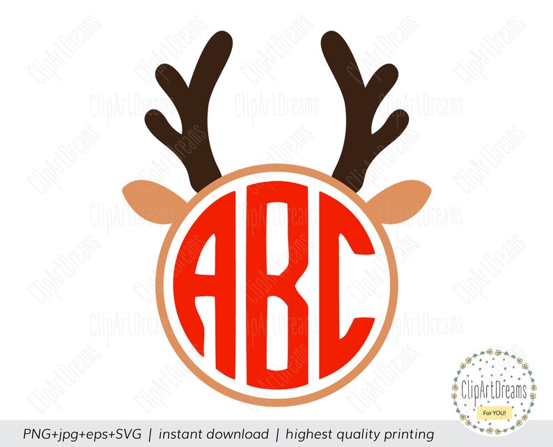 Download Clip Art Reindeer Monogram Svg Reindeer Monogram For Boy Rudolph Reindeer Head With Name Names Frame Svg Cut File For Cricut Silhouette Files Curio Art Collectibles