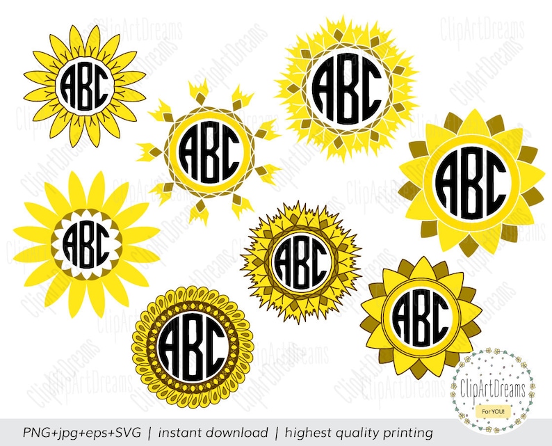 Free Free 308 Silhouette Sunflower Monogram Frame Svg Sunflower Svg SVG PNG EPS DXF File