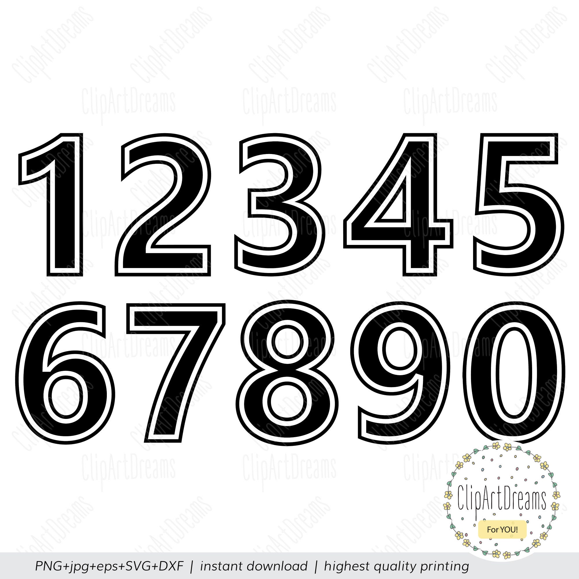 Outline Numbers SVG Birthday Girl Boy Svg clipart cutting Etsy