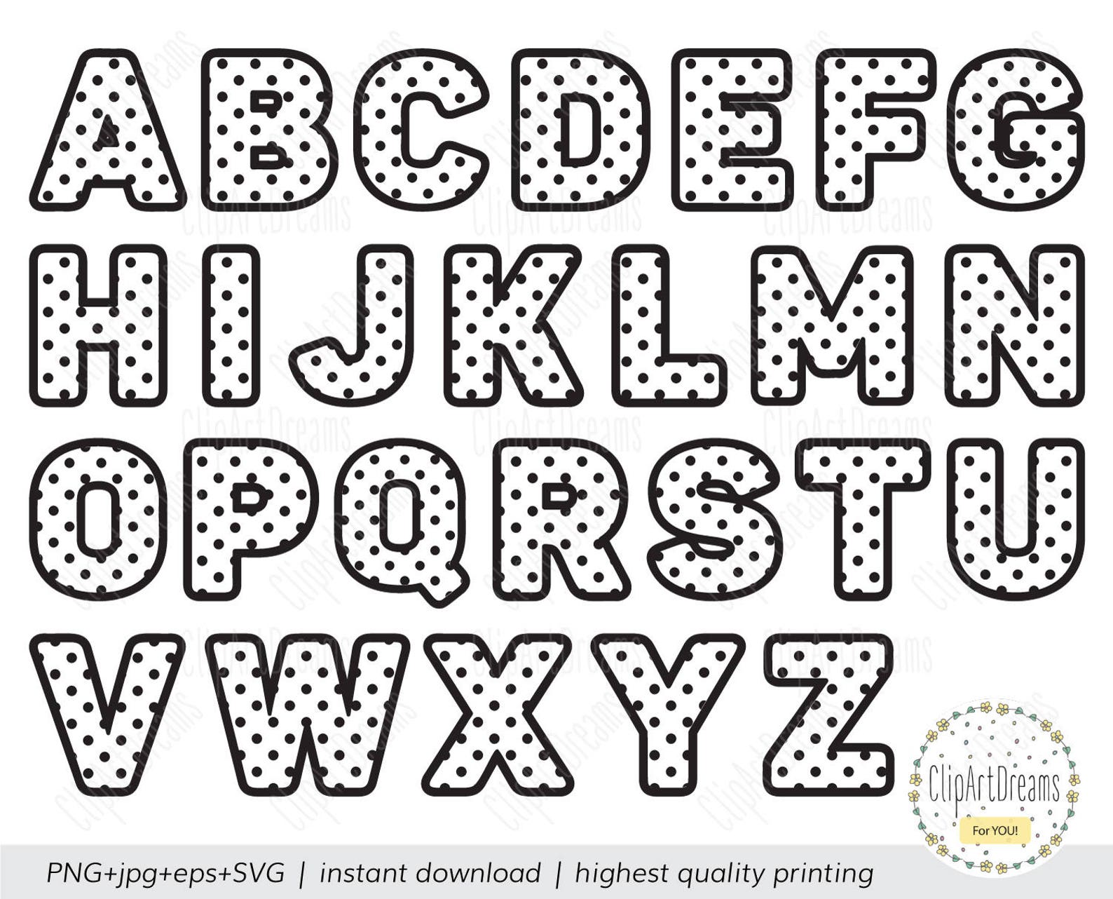 Polka Dot Alphabet Clipart Polka Dot Clipart Polka Dot Etsy | My XXX