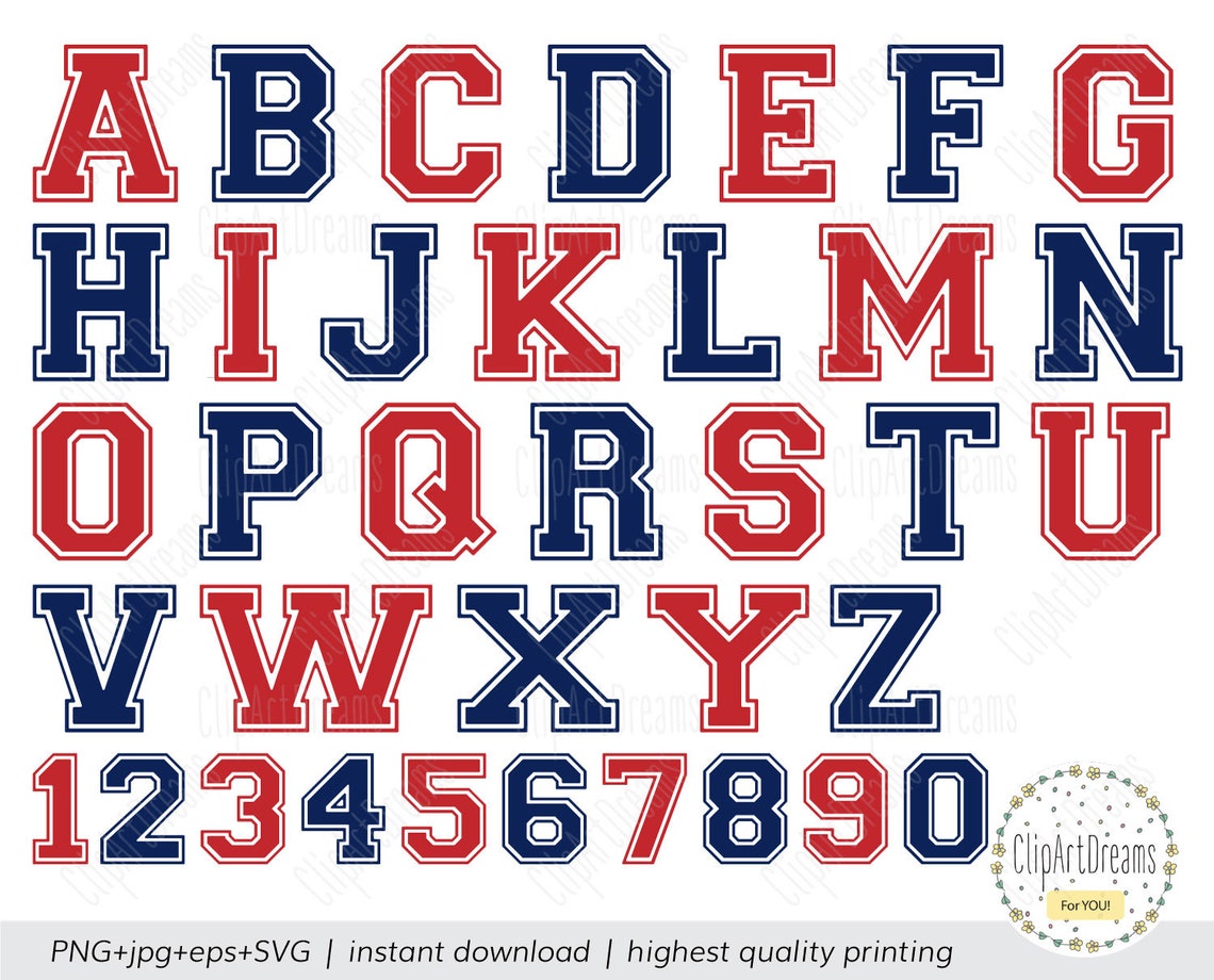 Collegiate Varsity Font Svg Varsity College Sports Letters Etsy