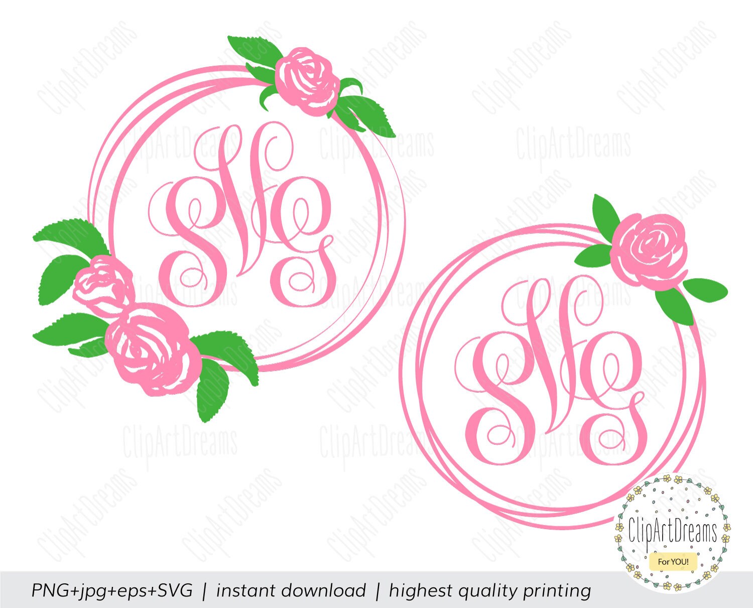Download Flower Monogram Frame SVG Circle Rose Monogram SVG Floral ...