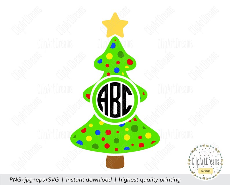 Download Christmas Tree Monogram Svg Christmas Tree Polka Dot Monogram Frame Svg Cut Files Files For Cricut Silhouette Studio Dxf Cutting File Png Clip Art Art Collectibles