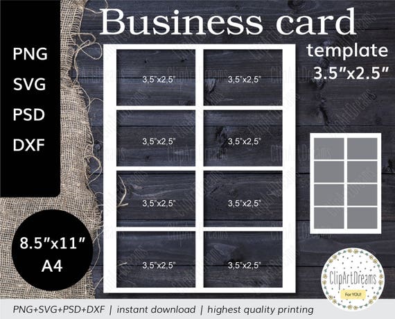 Download 3 5x2 5 8 Business Card Template Instant Download Ai Psd Svg Dxf Png Jpg Formats A4 Sheet Digital Svg Dxf Cut File For Cricut Silhouette Digital Prints Art Collectibles Seasonalliving Com