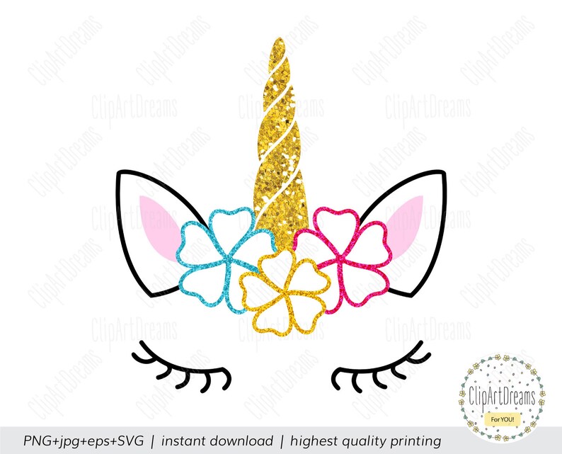 Download Unicorn With Flowers Svg Unicorn Face Svg Unicorn Face Etsy