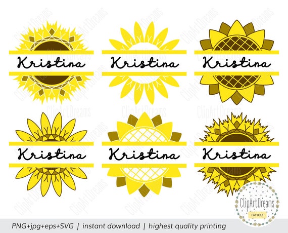 Download Split Sunflower Monogram Svg Frame Cut Files For Cricut Etsy
