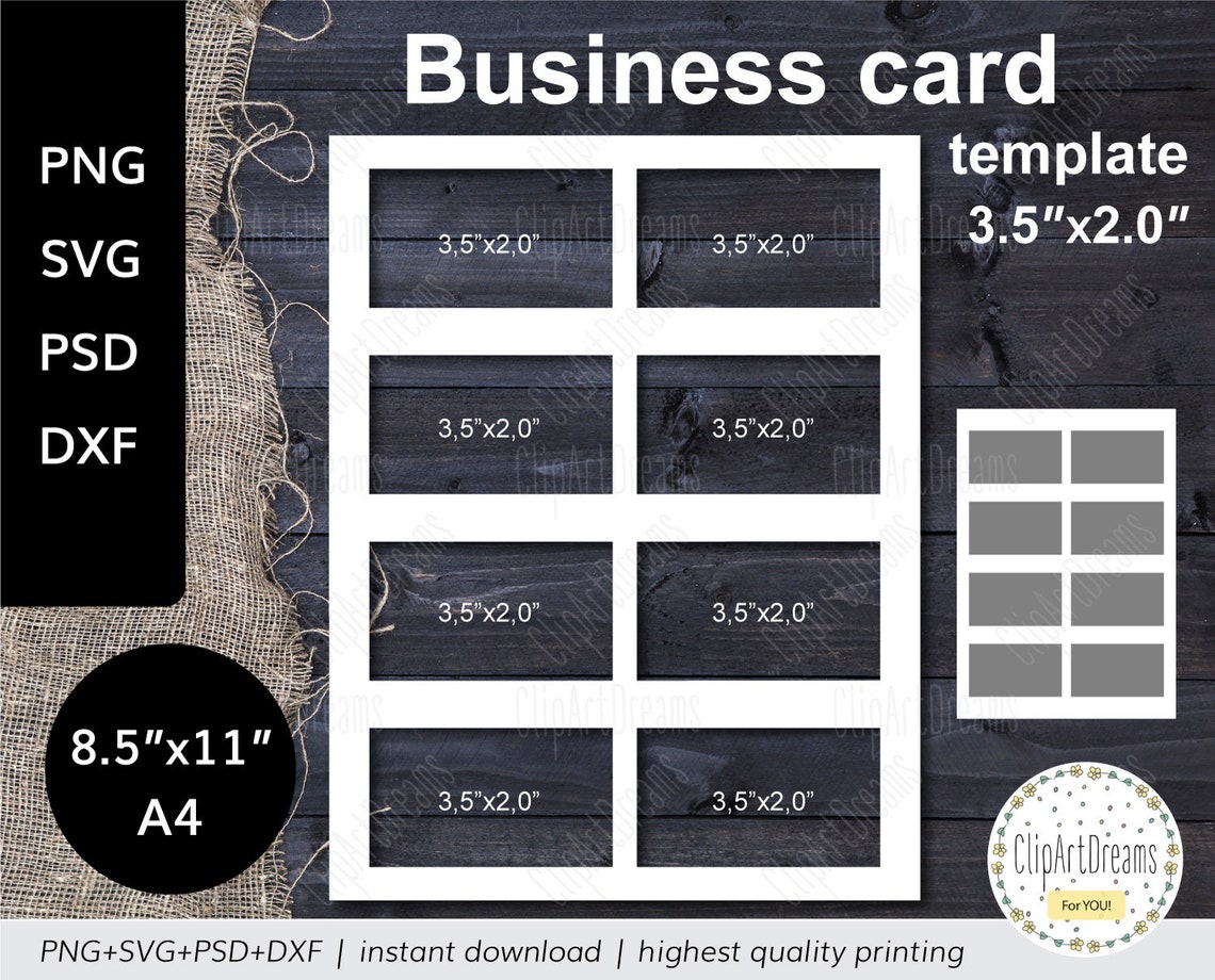3.5x2.0 Business Card Template Mighty Instant | Etsy
