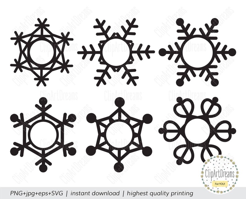 Download Monogram Snowflake SVG Christmas Snowflake Monogram | Etsy